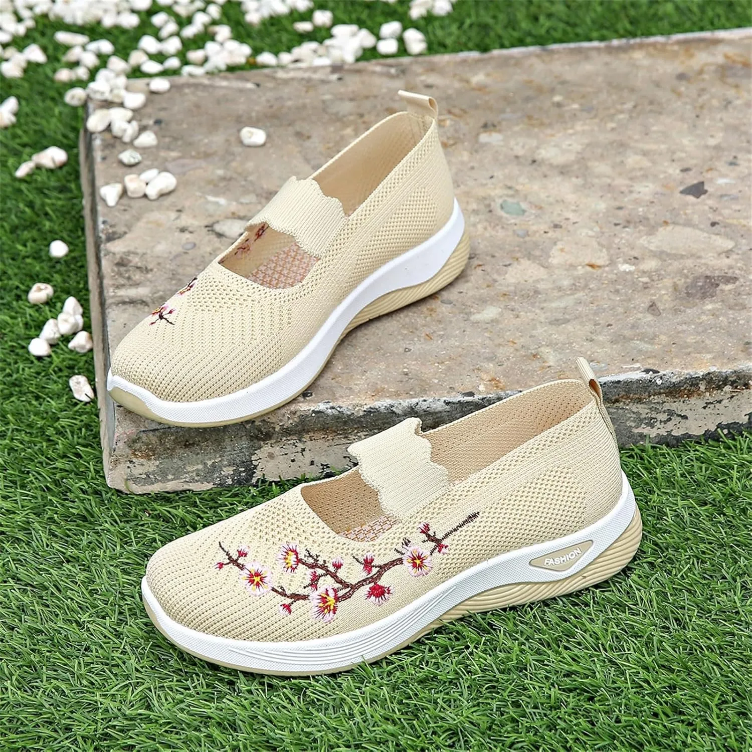 Women's Woven Orthopedic Shoes Breathable Arch Support Walking Sport Non-Slip Shoe Embroidery Footwear Hiking Sneaker