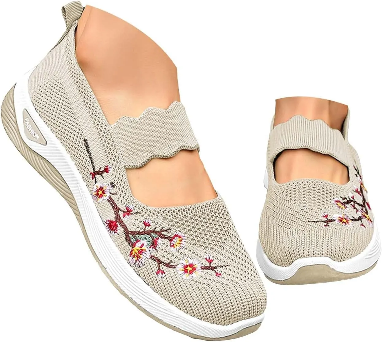 Women's Woven Orthopedic Shoes Breathable Arch Support Walking Sport Non-Slip Shoe Embroidery Footwear Hiking Sneaker