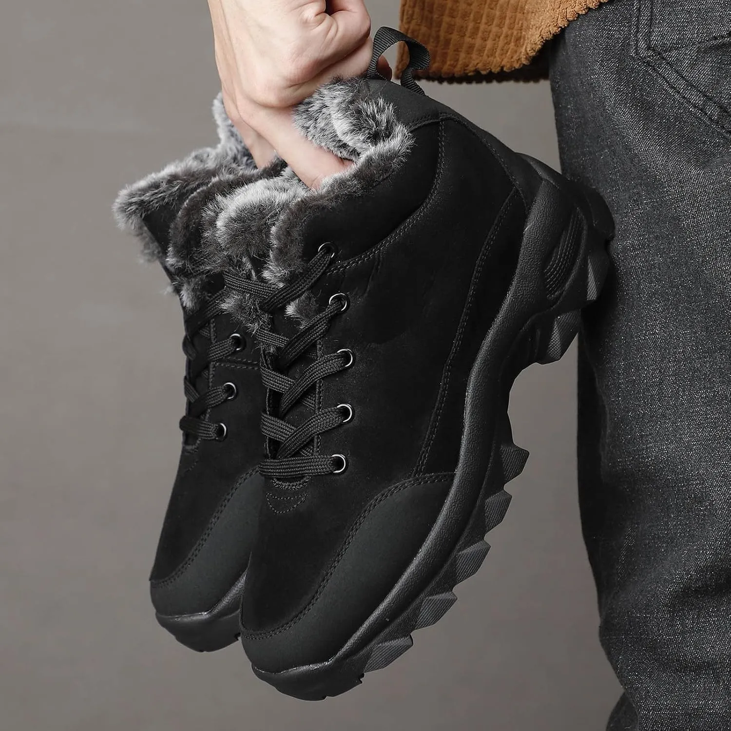 Work Boots for Men Slip On Hiking Sneakers Shoes Warm Working Shoes for Women Waterproof Waterproof Outdoor Shoes Leather Comfortable Hike Grounded Footwear