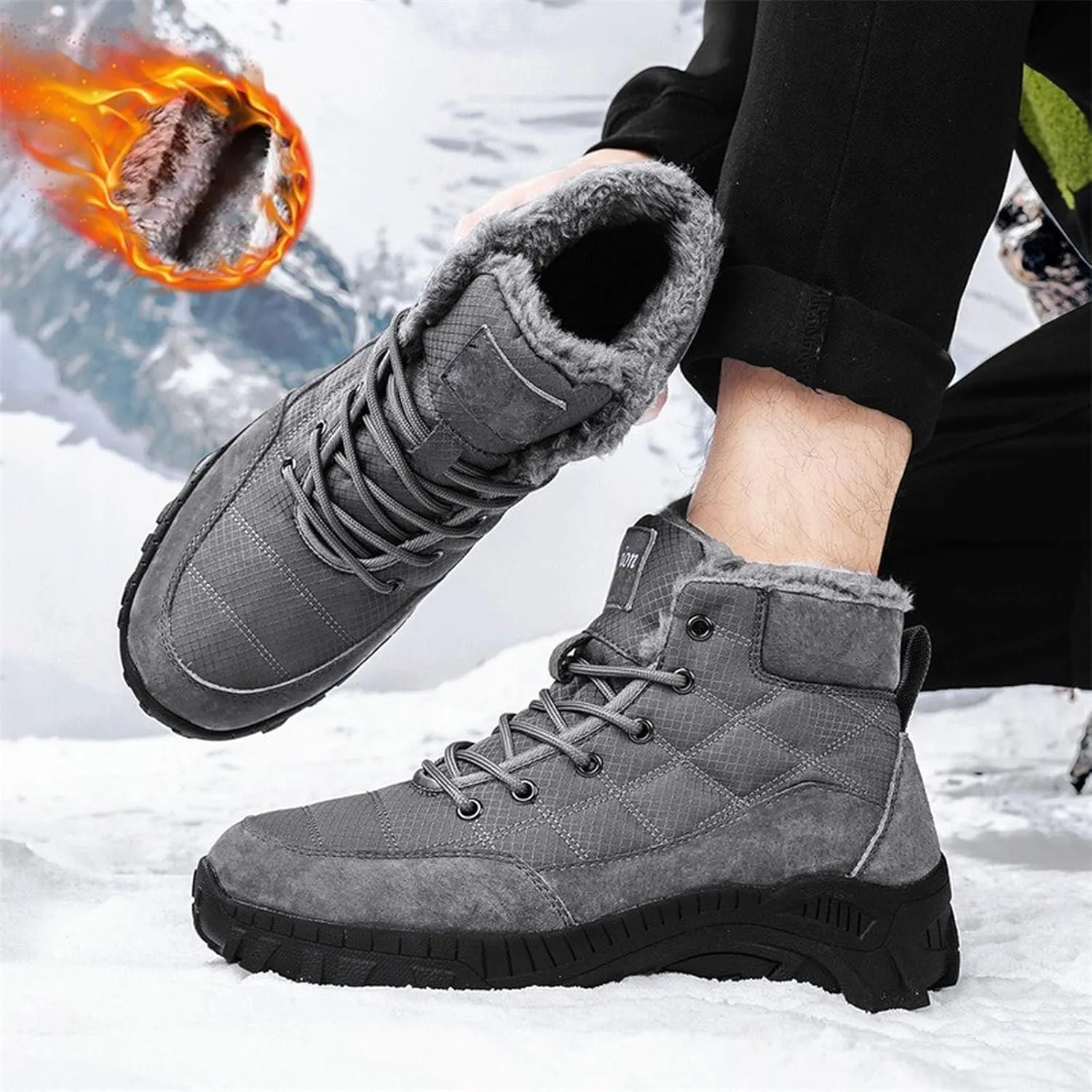 Work Boots for Men Slip On Hiking Sneakers Shoes Warm Working Shoes for Women Waterproof Waterproof Outdoor Shoes Leather Comfortable Hike Grounded Footwear