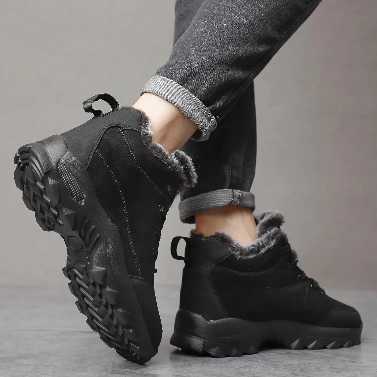 Work Boots for Men Slip On Hiking Sneakers Shoes Warm Working Shoes for Women Waterproof Waterproof Outdoor Shoes Leather Comfortable Hike Grounded Footwear