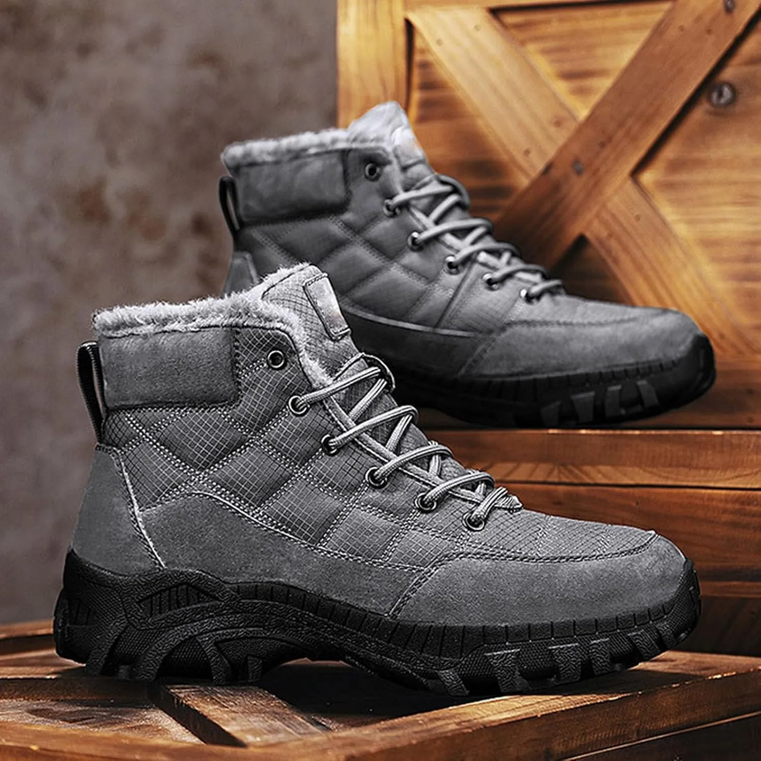 Work Boots for Men Slip On Hiking Sneakers Shoes Warm Working Shoes for Women Waterproof Waterproof Outdoor Shoes Leather Comfortable Hike Grounded Footwear