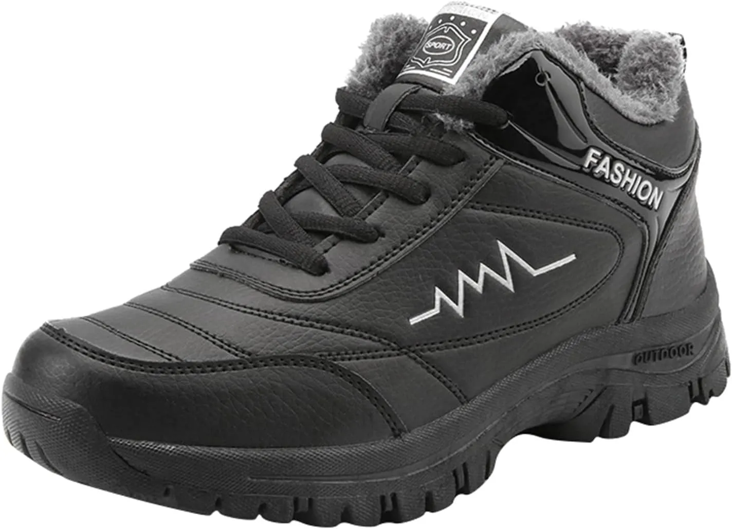 Work Boots for Men Waterproof Hiking Sneakers Warm Fur Lined Workout Shoes for Women Nonslip Lightweight Outdoor Botas Mid Ankle Work Casual Hike Grounded Footwear