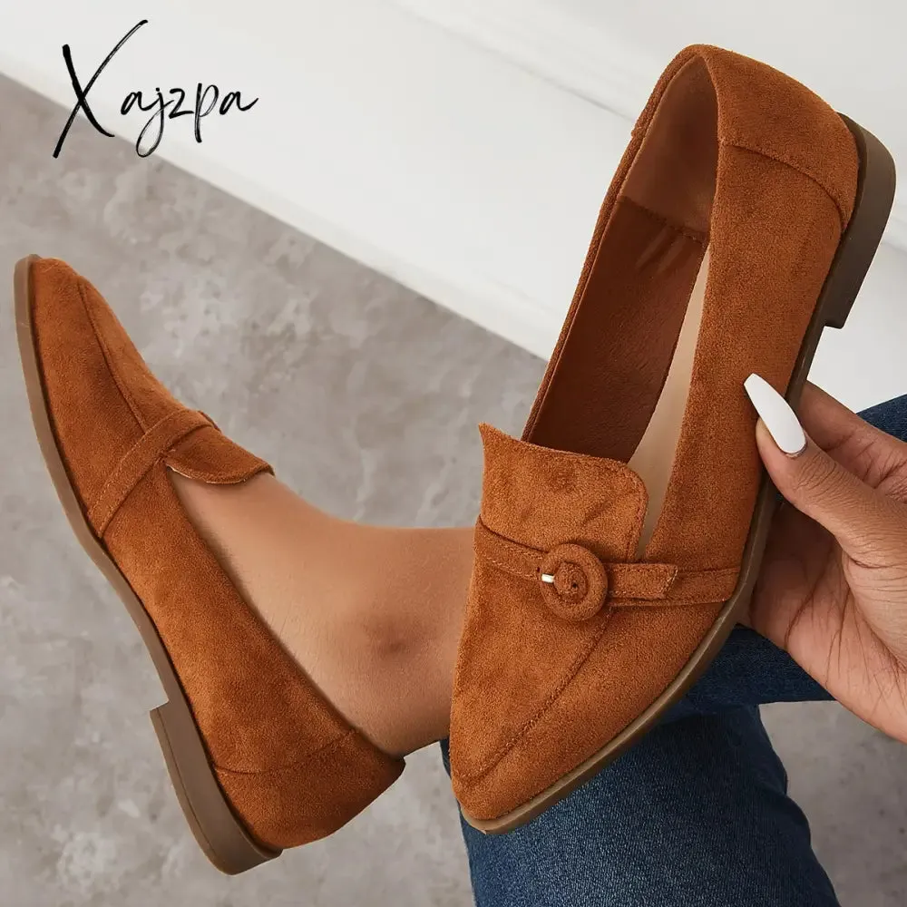 Xajzpa - Imily Bela Womens Casual Elegant Pointed Toe Slip-On Loafer Flats Low Heeled Office Shoes