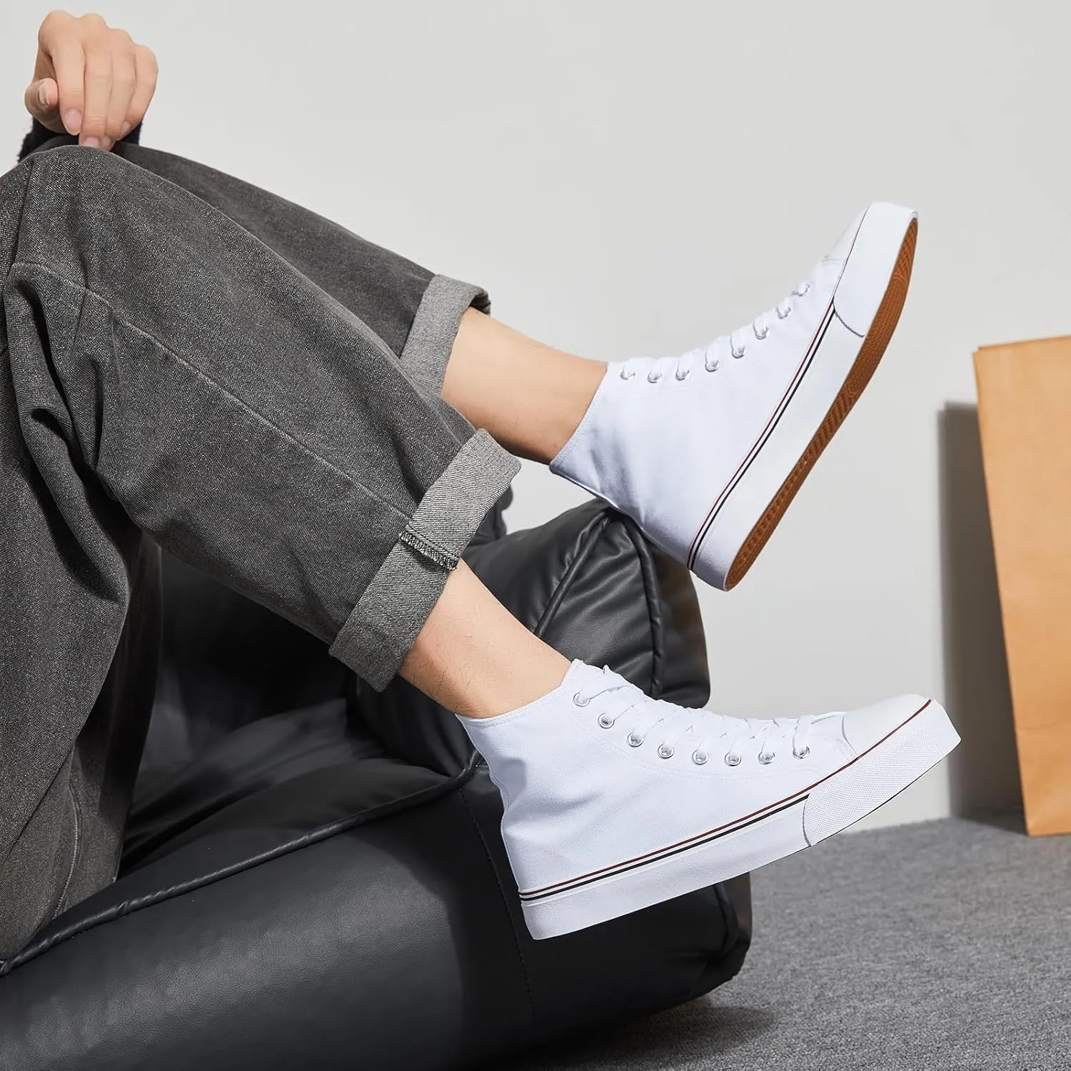yageyan Mens High Top Canvas Sneakers Fashion Lace up Walking Shoes Casual Classic