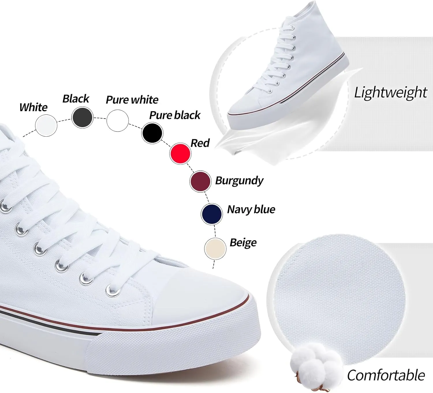 yageyan Mens High Top Canvas Sneakers Fashion Lace up Walking Shoes Casual Classic