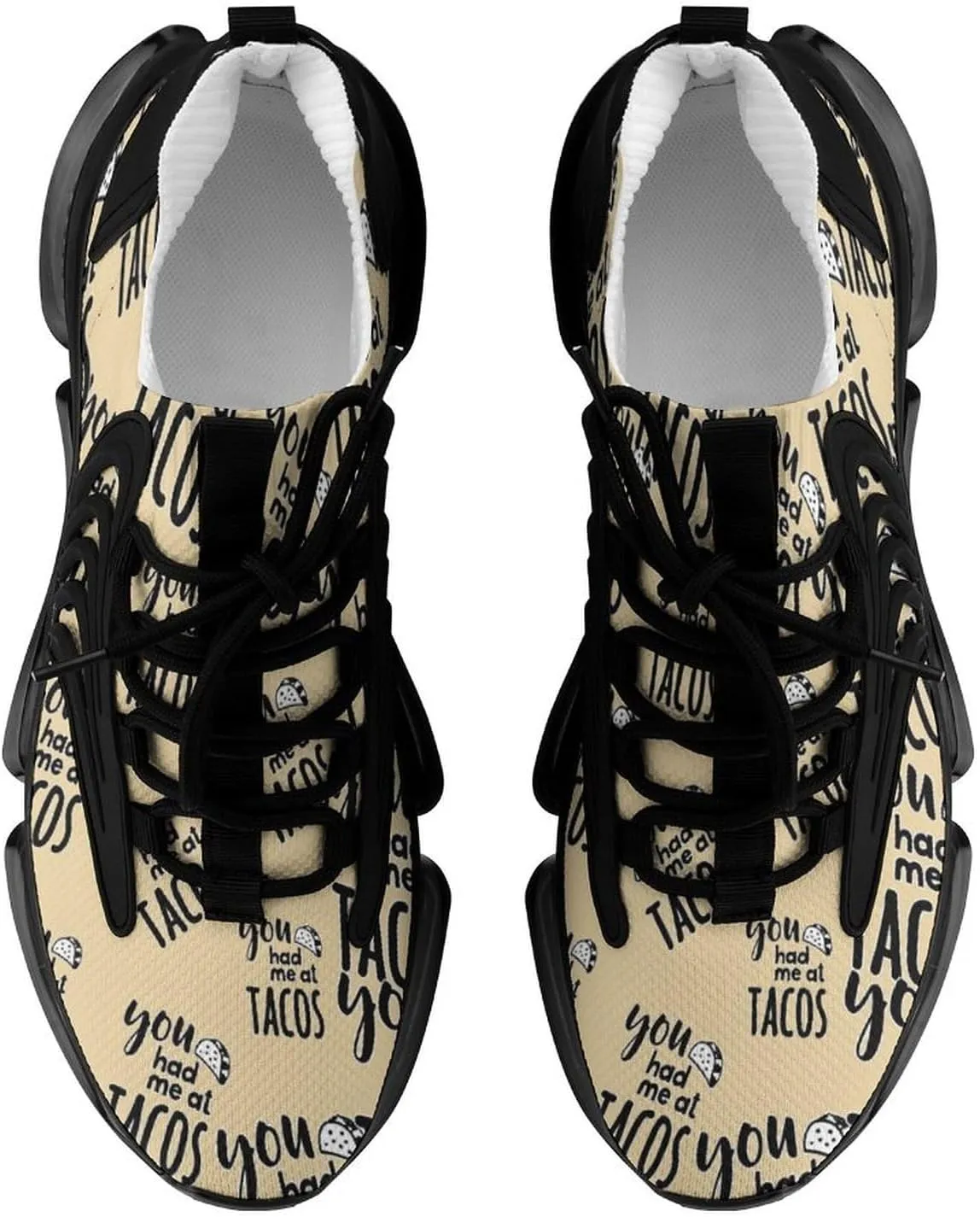You Had Me at Tacos Walking Shoes for Men Lightweight Tennis Fashion Elastic Sports Shoes Cushion Basketball Shoes